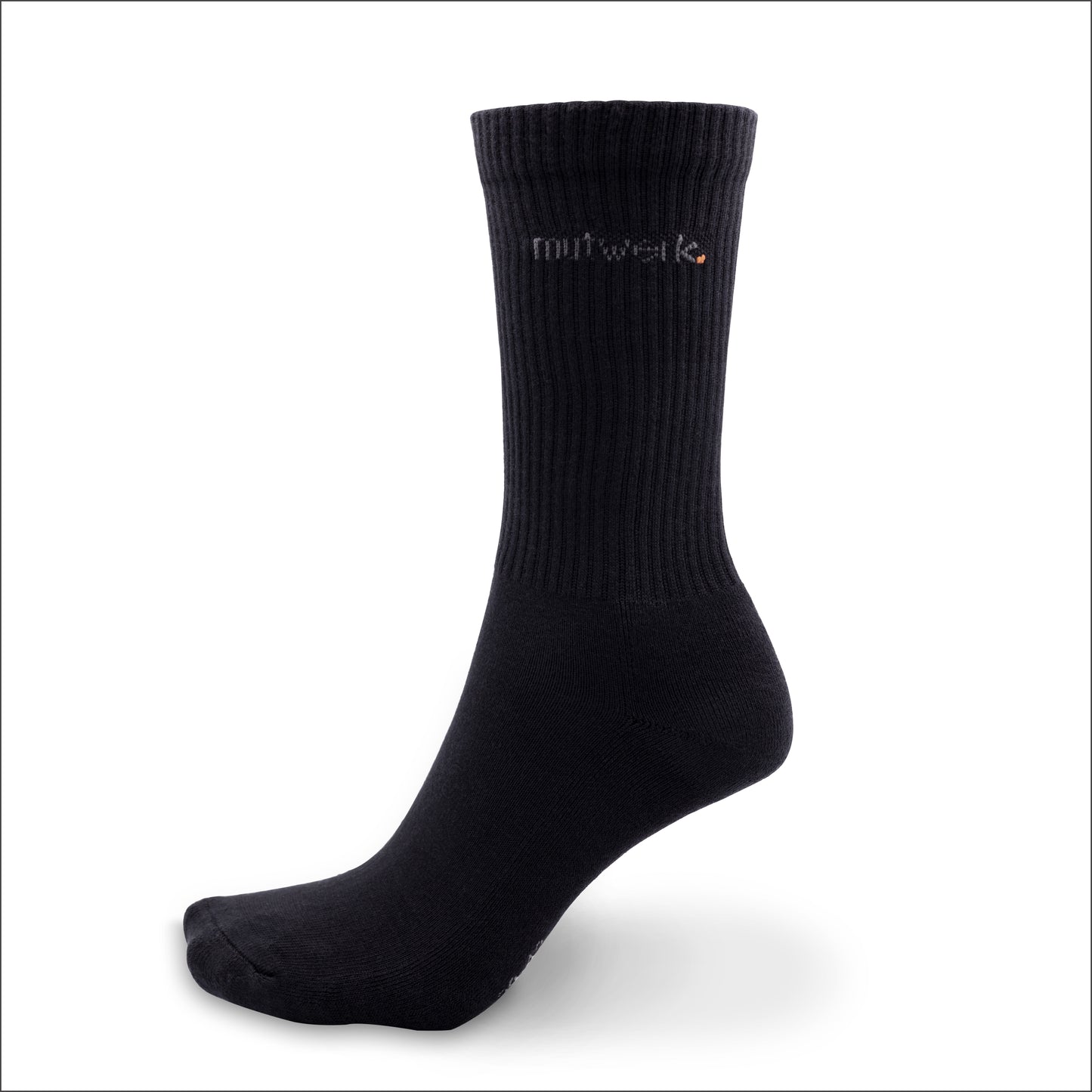 Tennissocken aus Bambus in schwarz mit Schriftzug mutwerk von grashalm