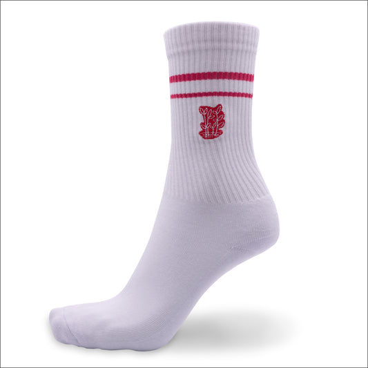 Tennissocken aus Bambus in weiss mit rotem grashalm-Logo von grashalm