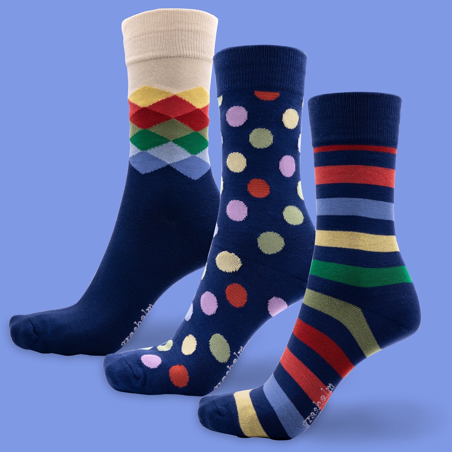 Socken aus Bambus, bunt, 3er-Set, von grashalm